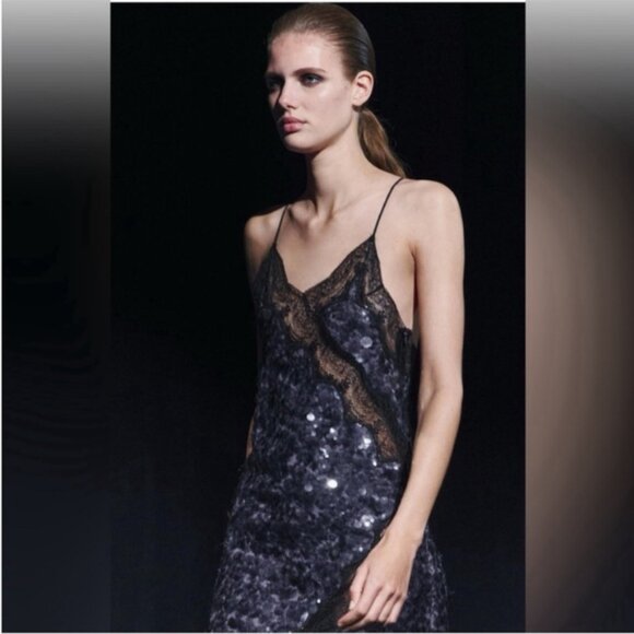 NWOT Zara Collection Runway Sequin Lace DressSize S - Picture 4 of 14